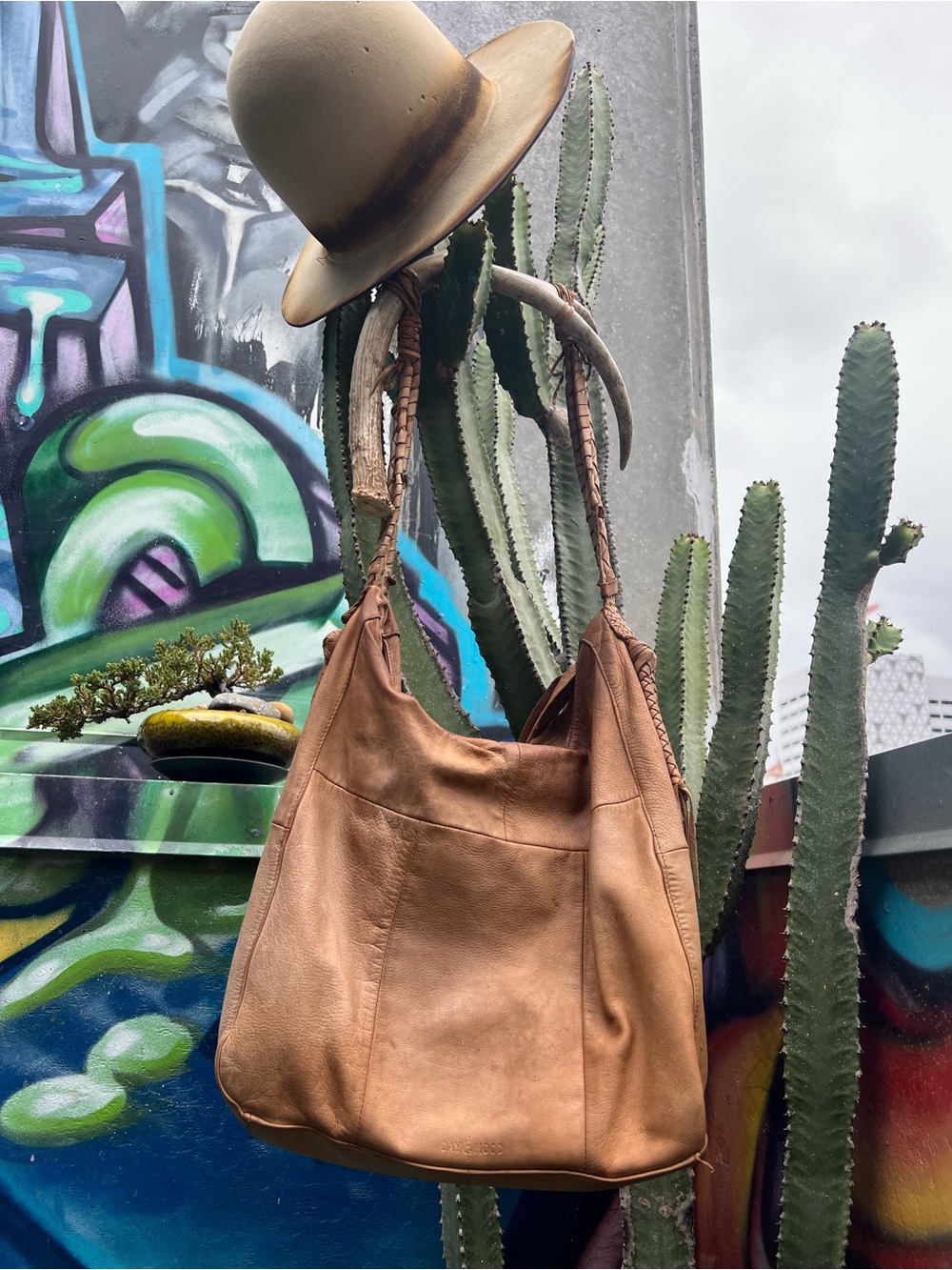 Soft Tan Leather Hobo Tote with Braided Strap - Picture 6 of 13